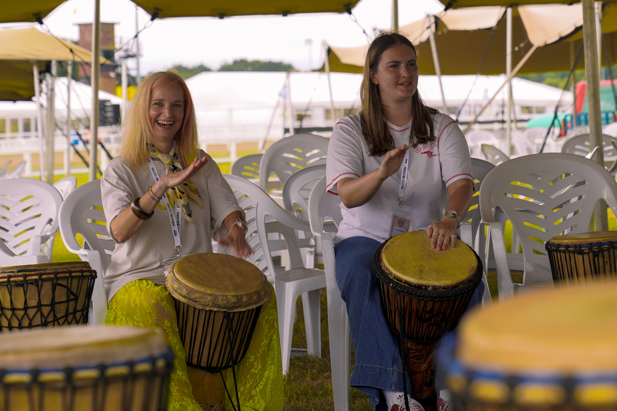 Innovation Festival 2026 - Drumroots - two colleagues playing the drums