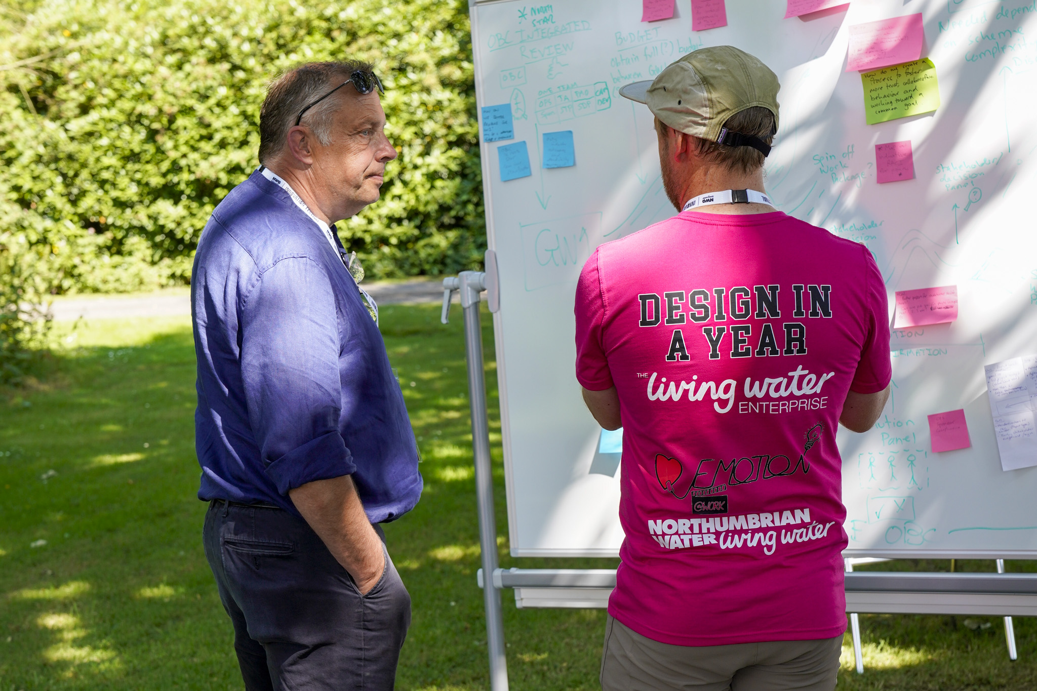 Innovation Festival 2026 - two Sprint delegates outside with white board and sticky notes